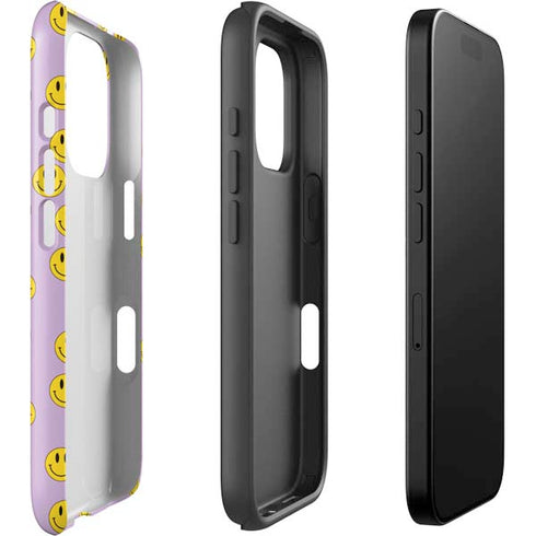 Purple Happy Face Pattern iPhone 16 Pro Impact Case
